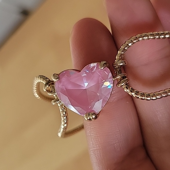 Pink Heart Gold Cuff Bracelet - Picture 4 of 4